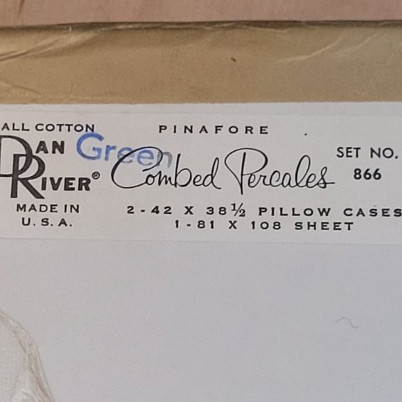 Dan River Combed Percale Sheet Set Double Flat Sheet 2 Pillow Cases Original Box - Picture 12 of 14